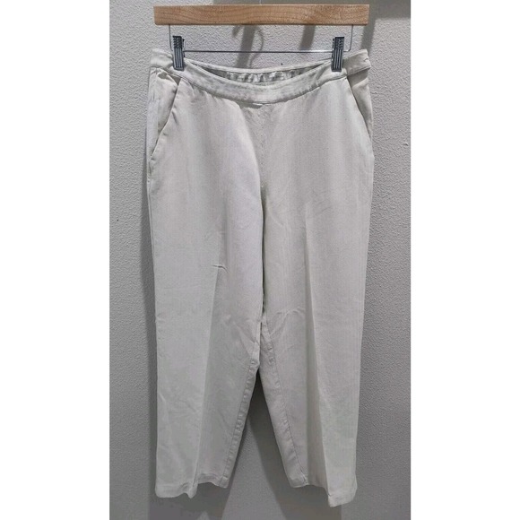 Tommy Bahama‎ Ivory Pants Silk Size 8 Womens Wide Leg Hip Zip - Picture 3 of 9